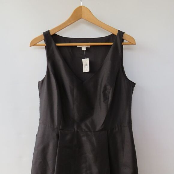 Ann Taylor Dress Womens 8 Minimalist Classic Black Day A-Line Silk Knee Length - Picture 5 of 16